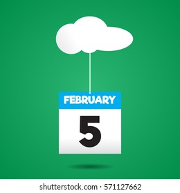 five date of february month on the cloud vector eps.10