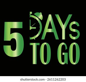 Five day to go icon in flat style. Promo label with alarm clock vector illustration 
