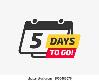 Five Days To Go Calendar Icon