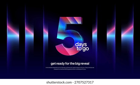 Cinco días para ir - Fondo de cuenta regresiva de neón degradado futurista para promociones