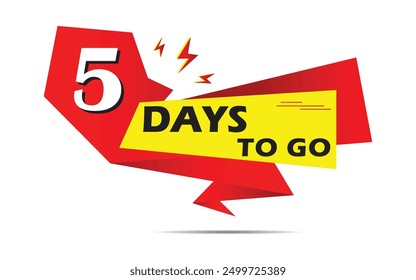 Icono de cinco días para ir, etiqueta y cartel de 5 días para ir, último ícono de cuenta regresiva y etiqueta. temporizador de ofertas de Precio de venta. Icono de solo 5 días. Ilustración vectorial en diseño de estilo plano.