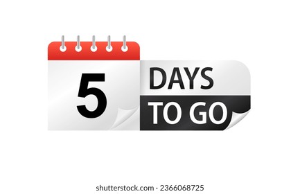 Faltan cinco días para los stickers. Cuenta el tiempo de venta. Número de días que quedan. Banner de la cuenta regresiva de la izquierda. Signo de promoción de venta. 5 días para firmar el concepto de negocio. Ilustración del vector