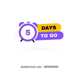 Five days left to go, geometric badges for sale, poster, promotion or banner. Modern vector illustration.