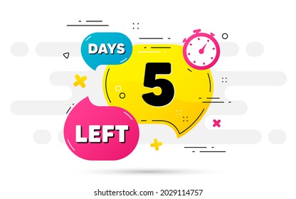 Five days left icon. Countdown number on abstract flow pattern. 5 days to go sign. Count offer date left bubble. Countdown timer with number. Vector