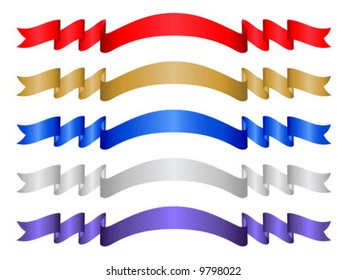 Five decorative color ribbon banner. Vector illustration (clipping path)
