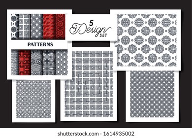 five designs of patterns geometric vector illustration design