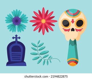 five dia de los muertos icons