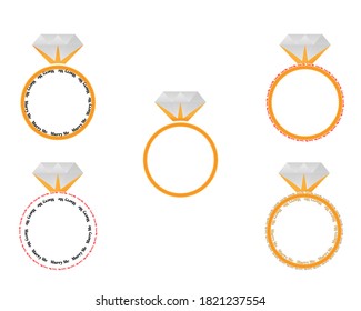 Anillo de oro de cinco diamantes de fondo blanco