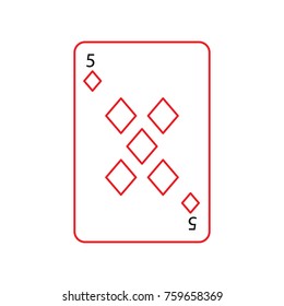 five of diamonds or tiles french playing cards related icon icon