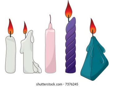 the five different candles in light