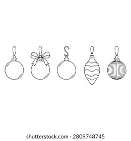 Five different Christmas tree ornaments