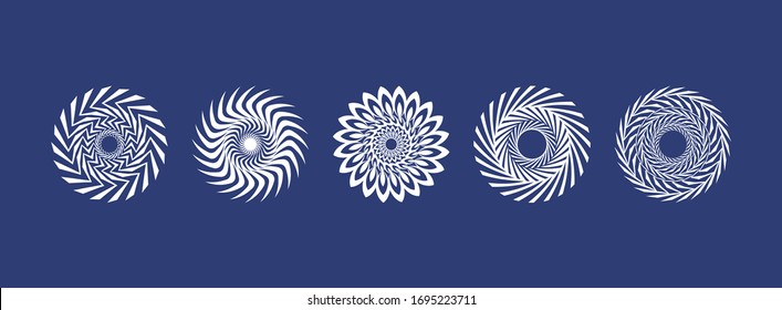 five different images of wheels similar to the sun