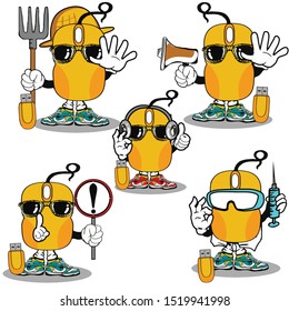 five different poses from a cute little computer mouse