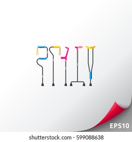 Five Different Types of Crutches Icon