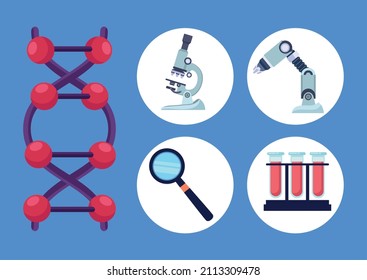 Fünf-DNA-Laborsymbole