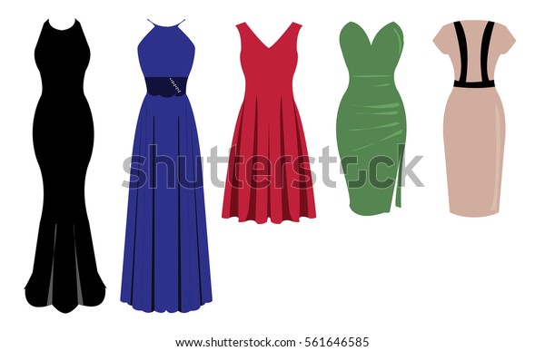 Five Dresses Party Dress Gown Night Stock Vector (Royalty Free ...