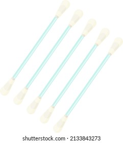 Five ear cotton picks, illustration, vector on a white background.
