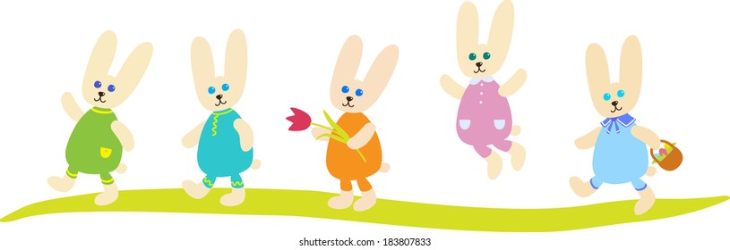 Five Easter Bunnies