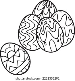 Five Easter Eggs Isolated Coloring Page for Kids