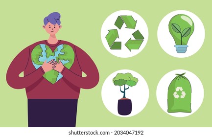 five eco friendly set icons