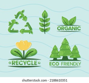 five eco friendly set icons