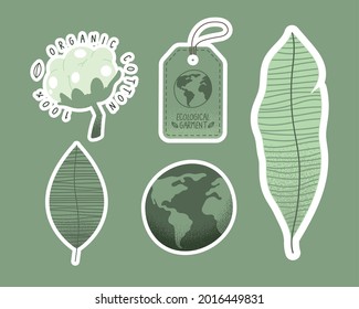cinco iconos ecológicos del conjunto de prendas de vestir