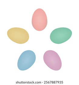 five eggs easter design vector isolated on white background