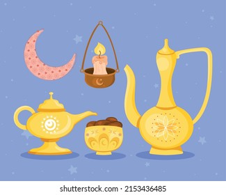 cinco iconos del conjunto de mubarak eid