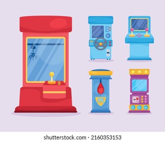 five electronic games set icons