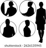  five elegant office woman silhouettes