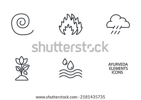 The Five elements of Ayurveda icons set .  The Five elements of Ayurveda pack symbol vector elements for infographic web