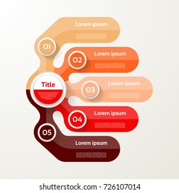 Five elements banner. 5 steps design, chart, infographic, step by step number option, layout.