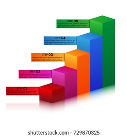 Five elements of infographics in the form of columns.An infographic template for business, presentation, advertising with a five-stage design.Infographics report,template,chart,scheme.Place for text.