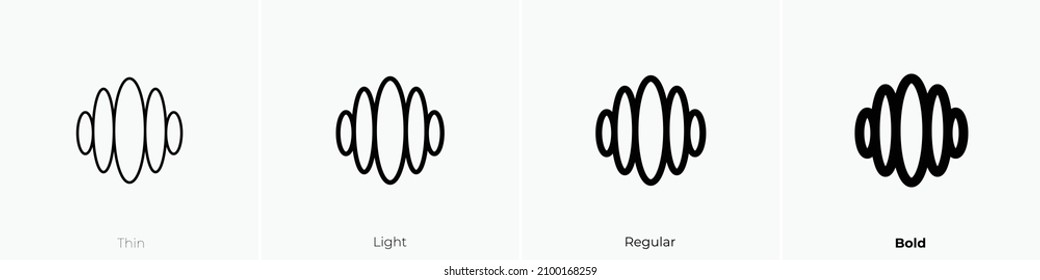 fünf Ellipsen Symbol. Thin, hellrosa und feines Design einzeln auf weißem Hintergrund