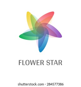 Five ends transparent multicolor gradient star logo