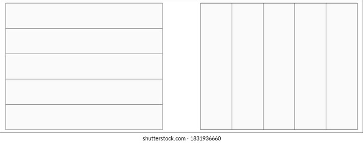 five equal parts of whole in a rectangle.