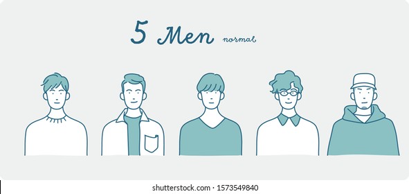 five fashionable men with icon.