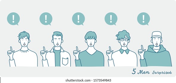 five fashionable men with icon.