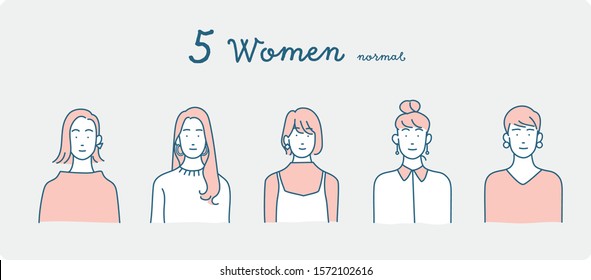 five fashionable women with icon.