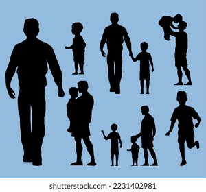 five fathers and seven kids silhouettes characters