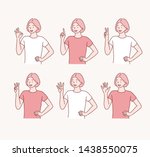 Five female hands raise up, in fist, one finger, two, three, four, and all five fingers pointing up. Hand drawn style vector design illustrations.