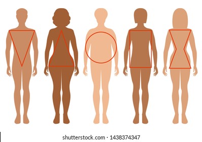 Five female silhouettes. Types of female figures