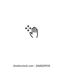 five finger drag hand gesture black icon, isolated white background