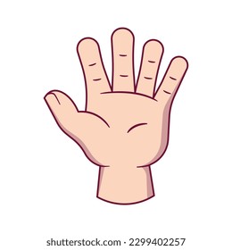 Five finger hand illustration on white background