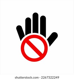 Diseño de icono de ilustración de cinco dedos con símbolo Stop.