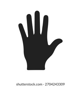 Sillouette de sinal de mão de elevação de cinco dedos