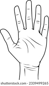 five finger sign for greeting or object illustration