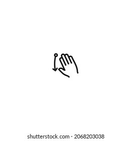 five finger swipe down hand gesture black icon, isolated white background