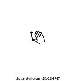 five finger swipe up hand gesture black icon, isolated white background