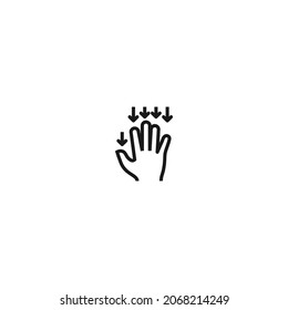 five finger tap down hand gesture black icon, isolated white background